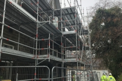St Margaret's House fully scaffolded for repair works, 2022
