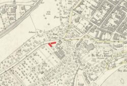 Caption: 1895 map showing the location of the Ravenscraig Stone Stores.