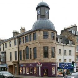 Cupar Burgh Chambers after restoration - pink paint removed and beautiful stonework restored